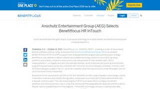 Anschutz Entertainment Group (AEG) Selects Benefitfocus HR ...