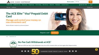 ACE Elite Visa Prepaid Debit Card | ACE Cash Express