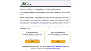 The Bancroft Library Special Collections Request System Logon