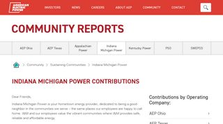 Indiana Michigan Power Contributions | AEP Community Connections ...
