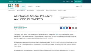 AEP Names Smoak President And COO Of SWEPCO - PR Newswire