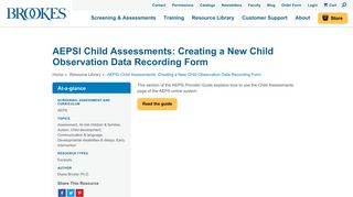 AEPSI Child Assessments: Creating a New Child Observation Data ...