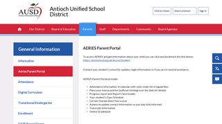 General Information / Aeries Parent Portal
