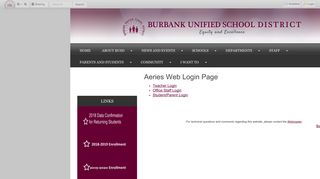 Aeries Web Login Page • Page - Burbank Unified School District