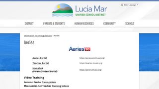 Aeries - District Departments - Lucia Mar Unified School District
