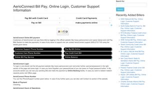 AerioConnect Bill Pay, Online Login, Customer Support Information