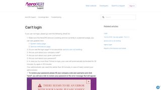 Can't login – AeroCRS Support