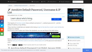 Aerohive Default Password, Login & IP List (updated January 2019 ...