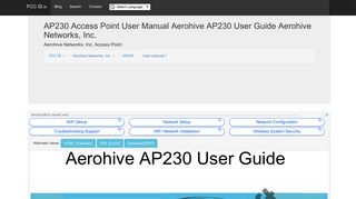 AP230 Access Point User Manual Aerohive AP230 User Guide ...