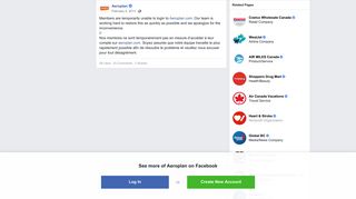 Aeroplan - Members are temporarily unable to login to... | Facebook