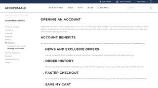 Opening An Account - Aeropostale