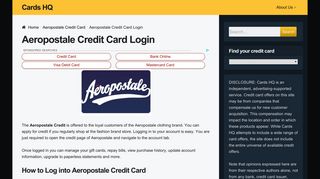 Aeropostale Credit Card Login - Cards HQ