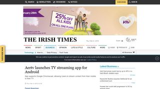 Aertv launches TV streaming app for Android - The Irish Times