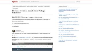 How to download Aakash Study Package Solutions - Quora