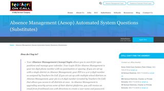 Absence Management (Aesop) Automated System ... - Teachers on Call