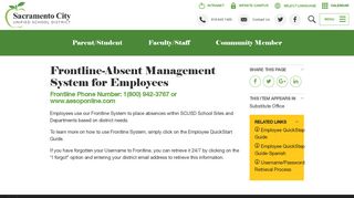 Absent Management System- Aesop/Frontline - Sacramento City ...