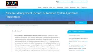 Absence Management (Aesop) Automated System Questions ...