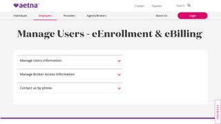 Manage Users – eEnrollment & eBilling | Aetna
