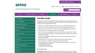 Provider portal | Aetna Better Health of Louisiana - Aetna Medicaid
