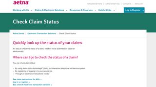 Check Claim Status | Aetna Dental