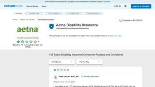 Top 149 Reviews and Complaints about Aetna Disability Insurance