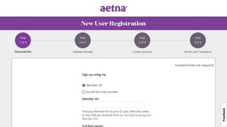 New User Registration - Aetna