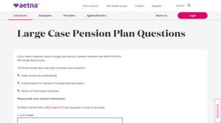 Large Case Pension Plan Questions - Plans & Services | Aetna