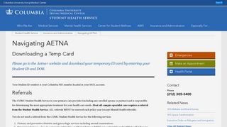 Navigating AETNA | Student Health Service