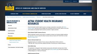 Aetna Student Health Insurance Resources - Office of Counseling ...