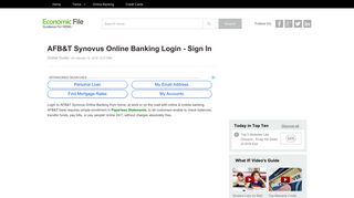 AFB&T Synovus Online Banking Login - Sign In - EconomicFile