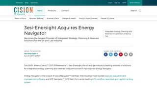 3esi-Enersight Acquires Energy Navigator - PR Newswire