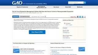 U.S. GAO - The Air Force Equipment Management System Still Does ...