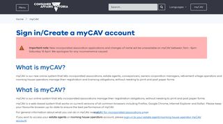 Sign in/Create a myCAV account - Consumer Affairs Victoria