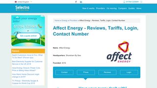 Affect Energy - Reviews, Tariffs, Login, Contact Number | Selectra