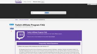 Twitch | Twitch Affiliate Program FAQ