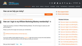 How can I login to my Affiliate Marketing Mastery membership? - Support