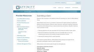 Submitting a Claim « « Affinity Medical GroupAffinity Medical Group