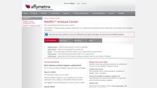 Affymetrix NetAffx™ Analysis Center
