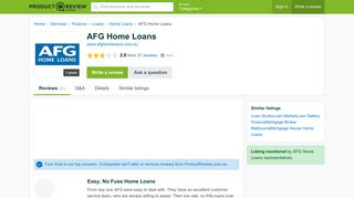 AFG Home Loans Reviews - ProductReview.com.au