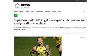SuperCoach AFL 2017: sign up, pick team - News.com.au