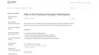 Aflac & the Employee Navigator Marketplace – Help Center