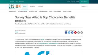 Survey Says Aflac is Top Choice for Benefits Brokers - PR Newswire