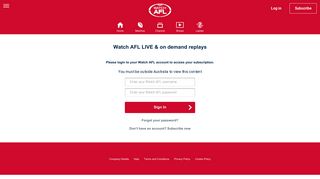 Log in to Watch AFL | Live Stream Games & Watch On Demand