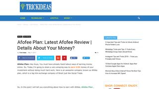 Afofee Plan: Latest Afofee Review | Details About Your Money ...