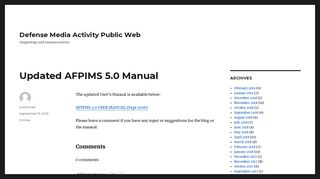 Updated AFPIMS 5.0 Manual – Defense Media Activity Public Web
