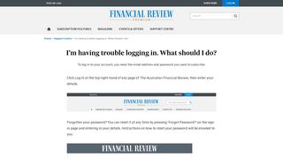 I'm having trouble logging in. What should I do? - Financial Review ...