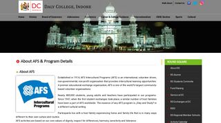 About AFS & Program Details - Daly College Indore
