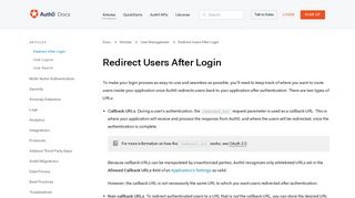 Redirect Users After Login - Auth0