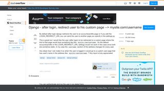 Django - after login, redirect user to his custom page --> mysite ...