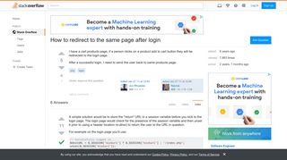 How to redirect to the same page after login - Stack Overflow
